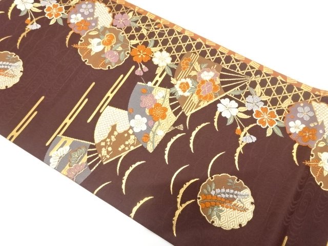 JAPANESE FUKURO OBI / FOR FURISODE / WOVEN SAKURA & SNOWFLAKE 
